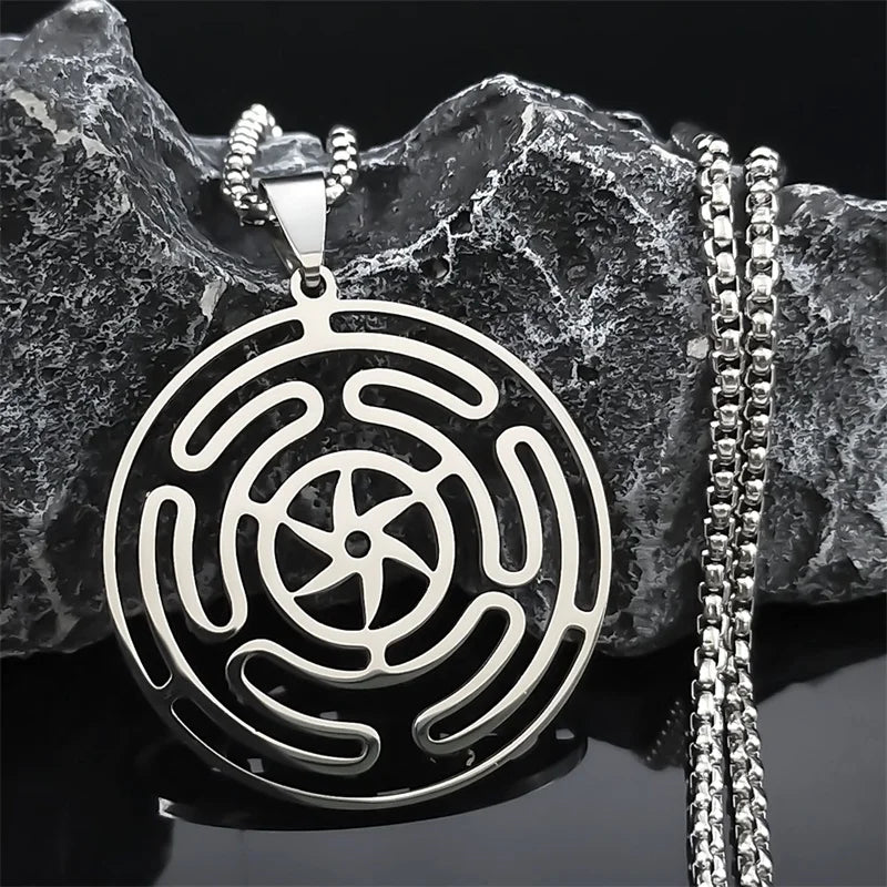 Strophalos Hecate's Wheel Pendant Necklace silver