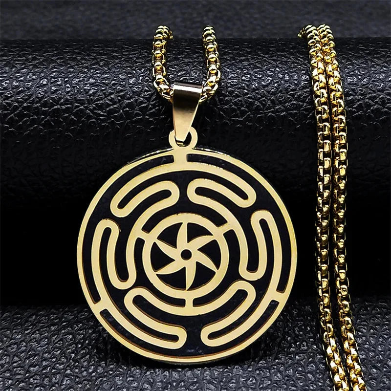 Strophalos Hecate's Wheel Pendant Necklace GOLD