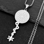 Hecate's Wheel Strophalos Wiccan Witchcraft Pendant Necklace silver 50 cm