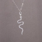 Snake Pendant Necklace with Zircons in silver
