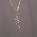 Snake Pendant Necklace with Zircons in gold 