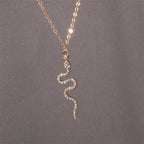 Snake Pendant Necklace with Zircons in gold 