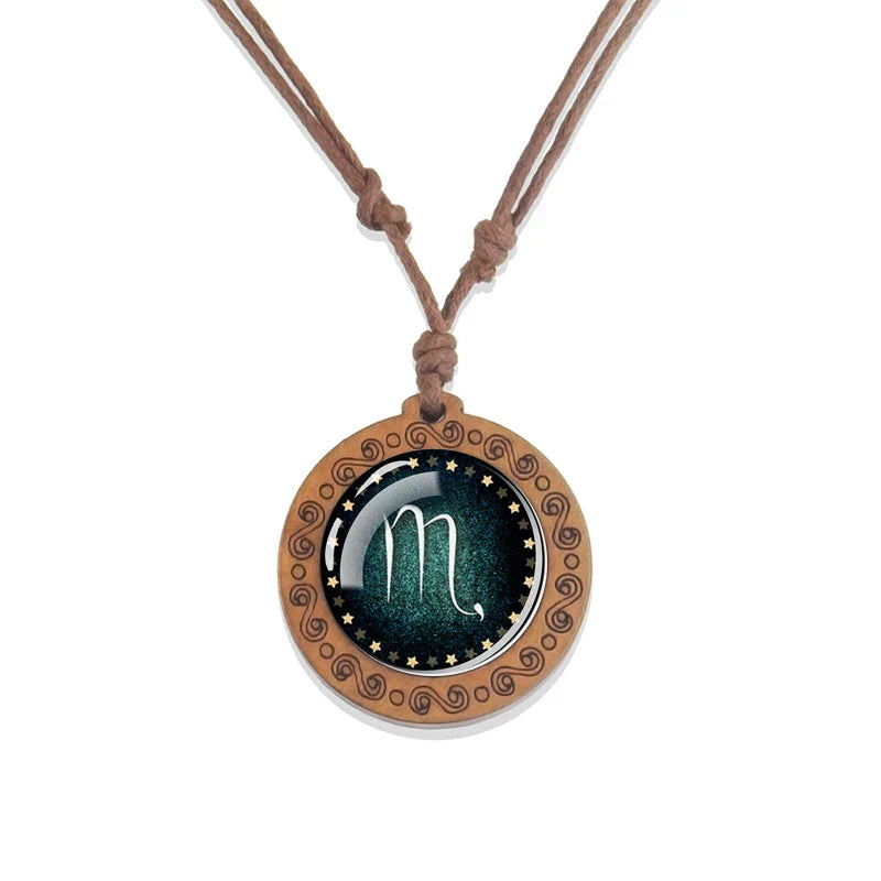 Zodiac Sign Pendant Necklace 12 Constellations Virgo