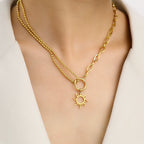 Asymmetrical Sun Pendant Necklace Gold