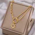 Asymmetrical Sun Pendant Necklace Gold