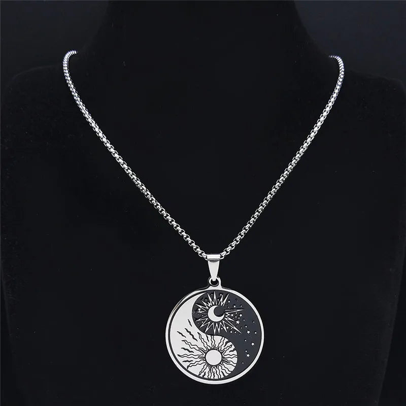 Sun and Moon Yin Yang Pendant Necklace