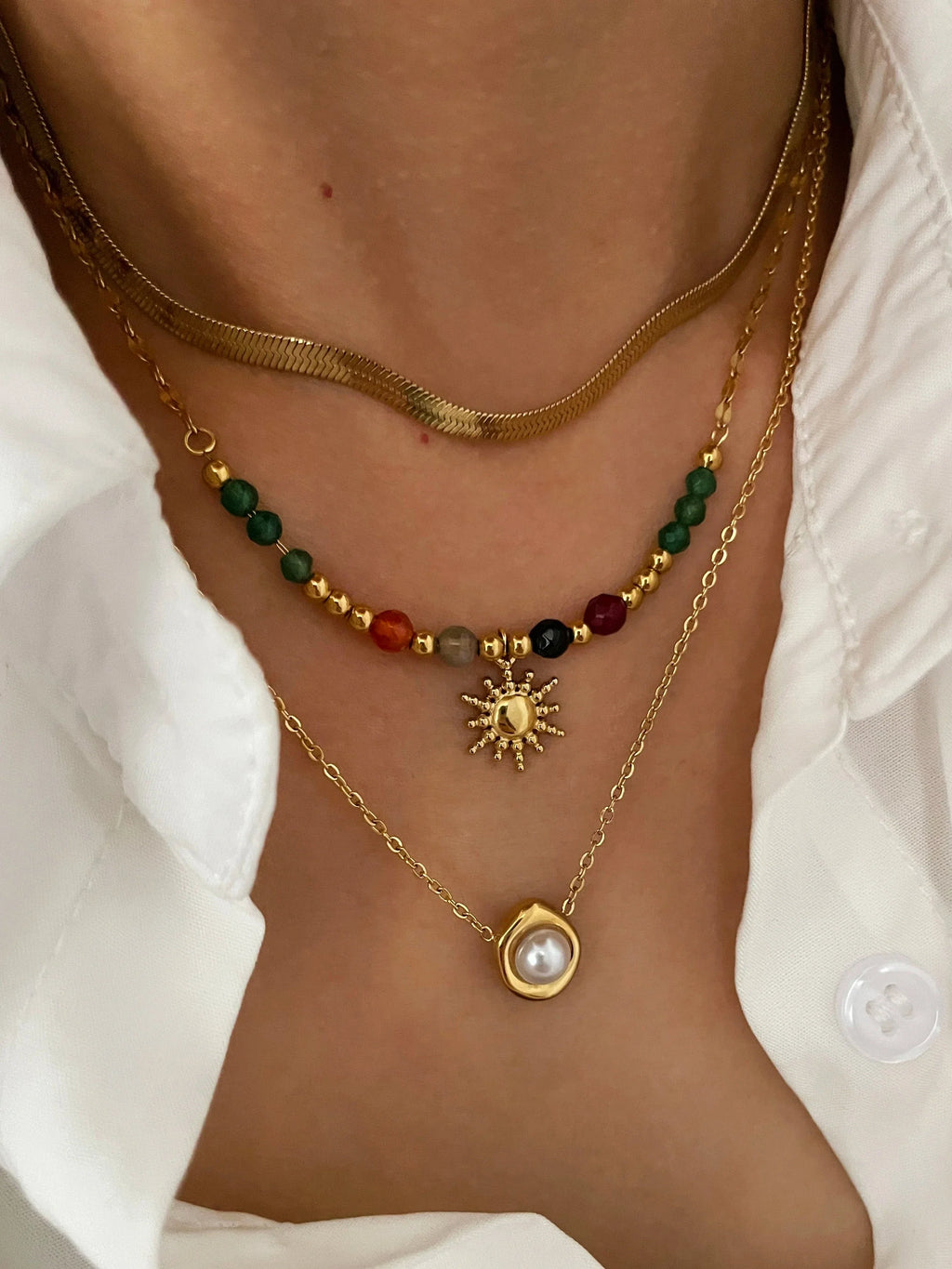 Sun Pendant Necklaces and Beaded a