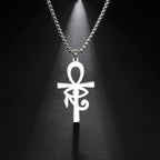 Egyptian-Style Ankh Cross Pendant Necklace silver