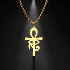 Egyptian-Style Ankh Cross Pendant Necklace gold