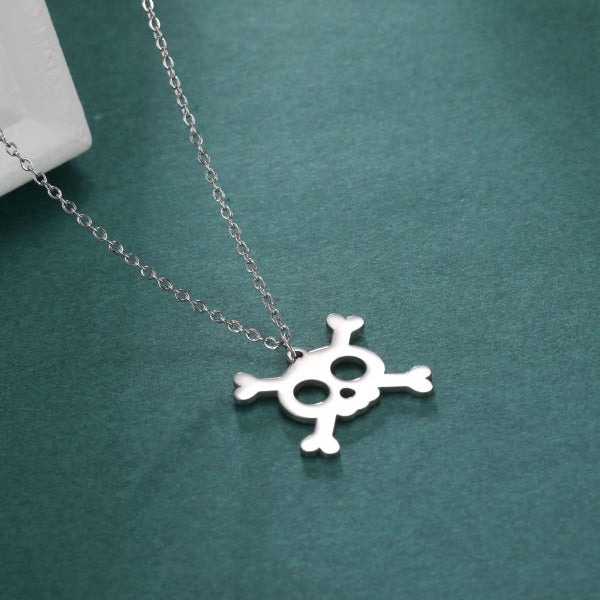 Silver Skull Pendant Necklace