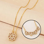 Heart Clover Pendant Necklace with Gift Box gold