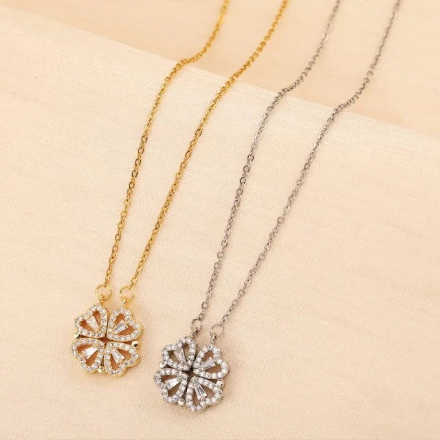 Heart Clover Pendant Necklace with Gift Box