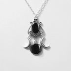 Triple Moon Pendant Necklace Wiccan Witchcraft Women black