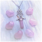 Triple Moon Pendant Necklace Wiccan Witchcraft Women Pink Pentacle