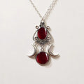 Triple Moon Pendant Necklace Wiccan Witchcraft Women red