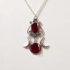 Triple Moon Pendant Necklace Wiccan Witchcraft Women red