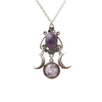 Triple Moon Pendant Necklace Wiccan Witchcraft Women violet