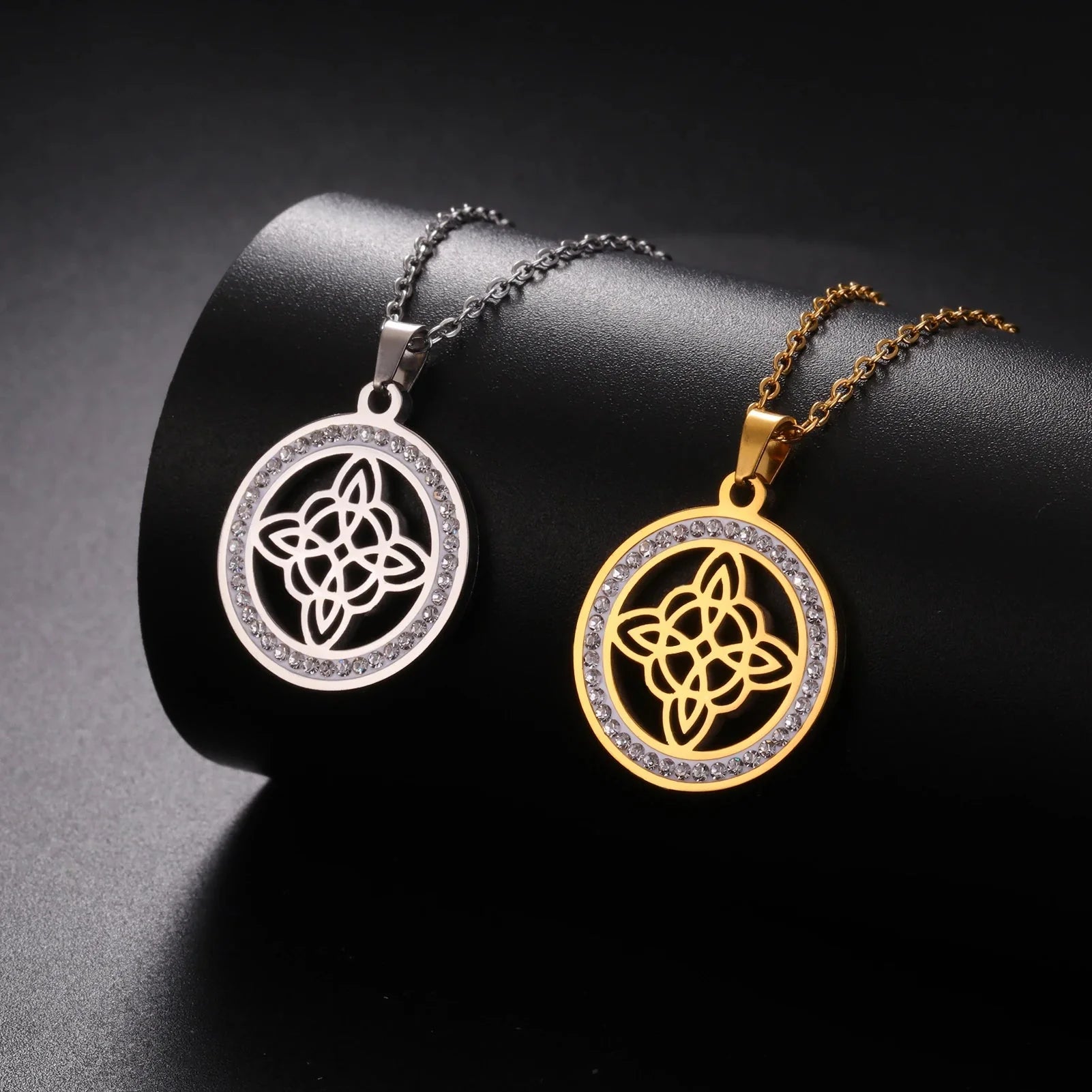 Wiccan Witch's Knot Pendant Necklace Protection Amulet Women gold