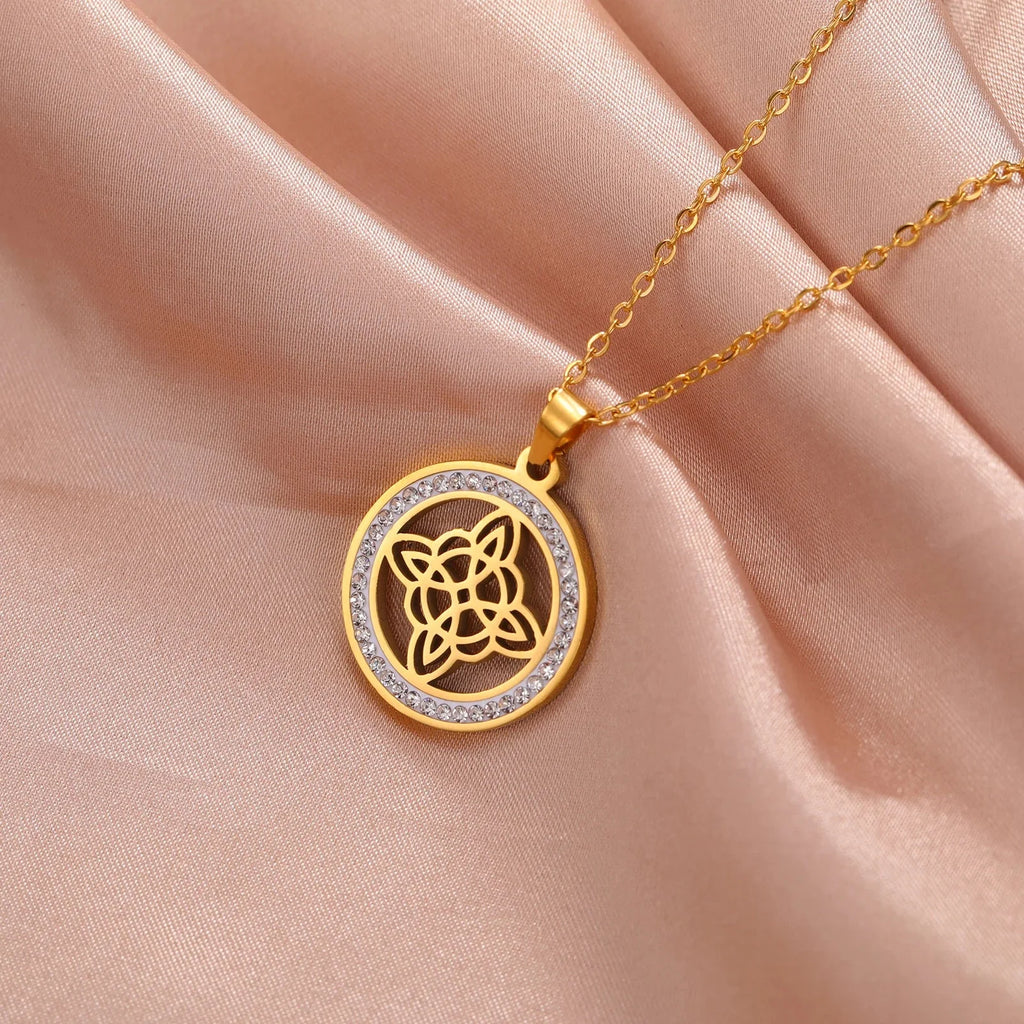 Wiccan Witch's Knot Pendant Necklace Protection Amulet Women gold