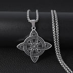 Wiccan Protection Witch's Knot Pendant Necklace in Silver