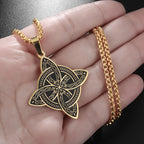 Wiccan Protection Witch's Knot Pendant Necklace in Gold