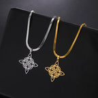 Wiccan Witch's Knot Pendant Necklace Women's Protective Amulet gold