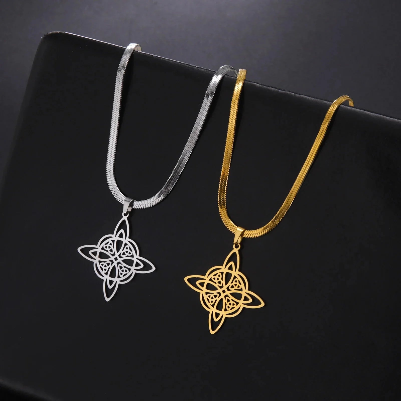 Wiccan Witch's Knot Pendant Necklace Women's Protective Amulet gold