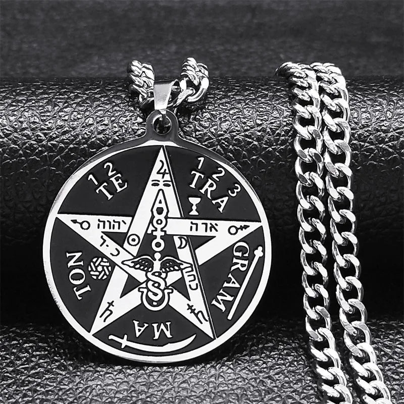 Pentagram Necklace with Tetragrammaton Solomon Pendant
