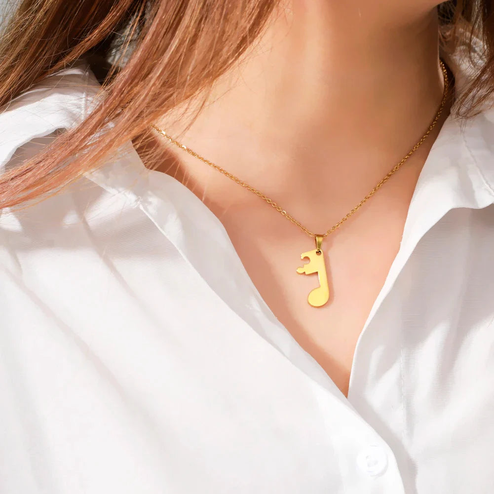 Couple Necklaces Music Note Pendant Gold