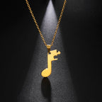 Couple Necklaces Music Note Pendant Gold