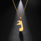 Couple Necklaces Music Note Pendant Gold