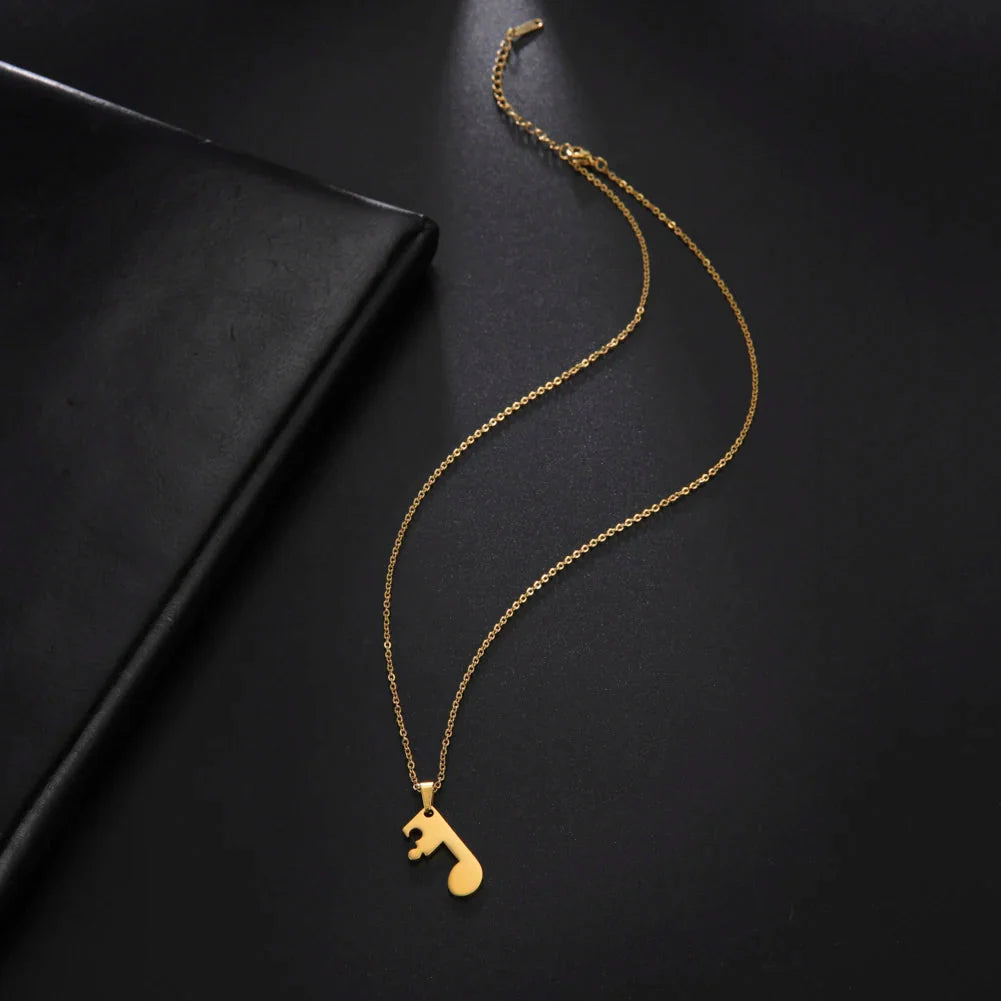 Couple Necklaces Music Note Pendant Gold