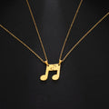 Couple Necklaces Music Note Pendant Gold