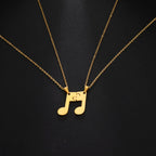 Couple Necklaces Music Note Pendant Gold