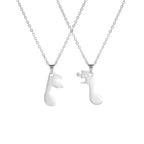 Couple Necklaces Music Note Pendant Silver