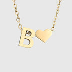 Women's necklace with heart pendant and initial - letter