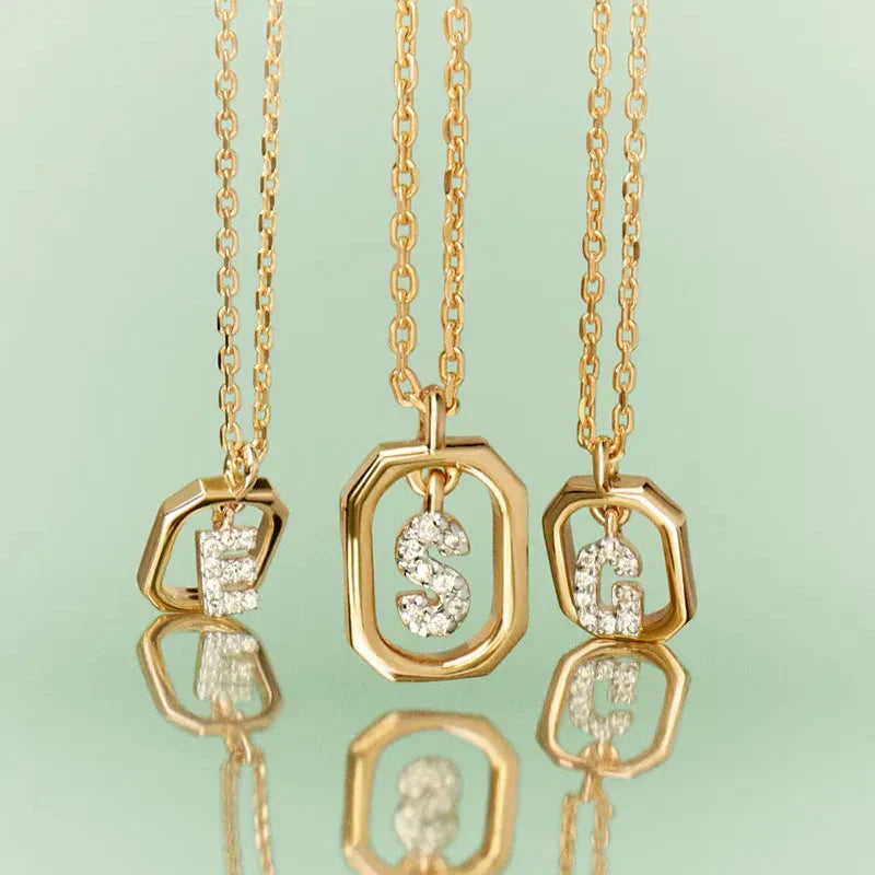 Women’s necklace with hexagonal initial pendant