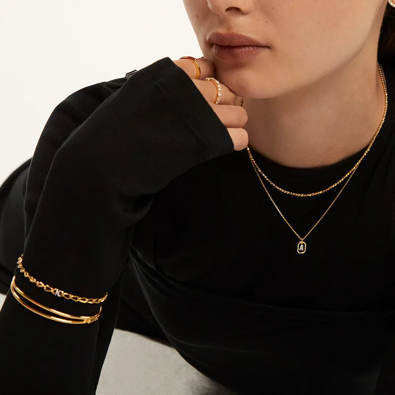 Women’s necklace with hexagonal initial pendant