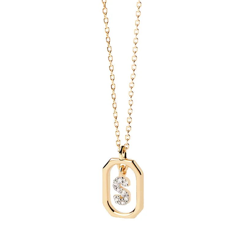 Women’s necklace with hexagonal initial pendant s