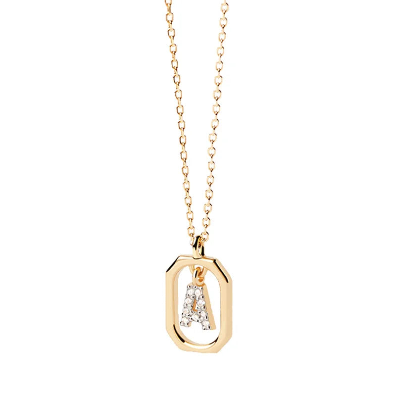 Women’s necklace with hexagonal initial pendant a
