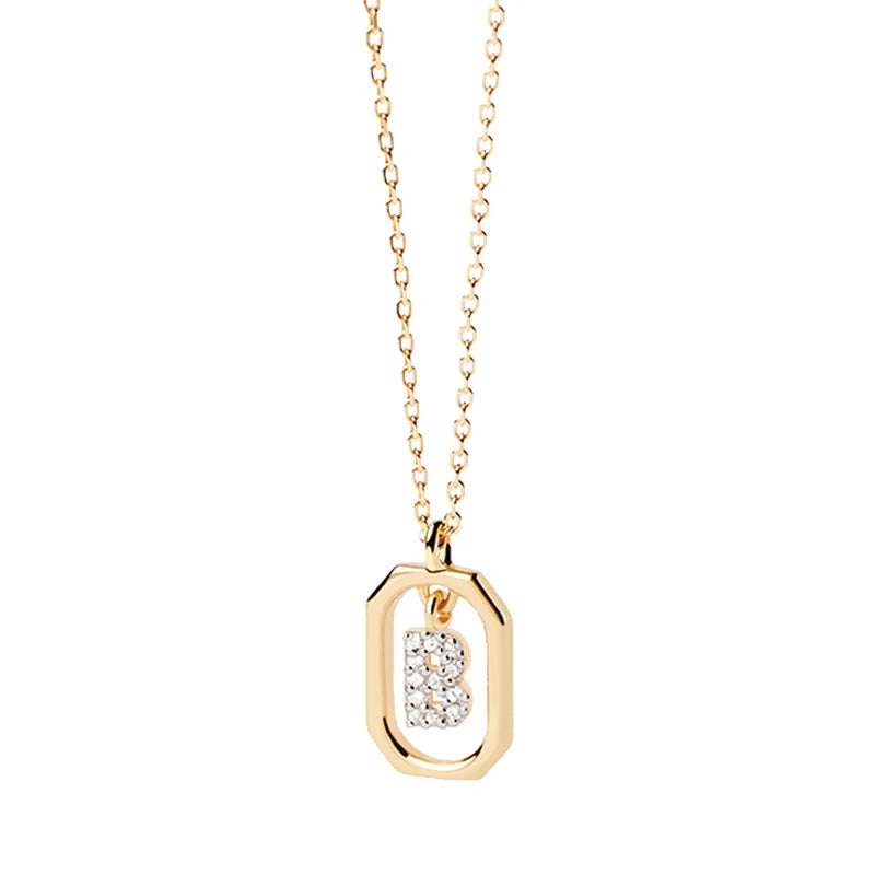 Women’s necklace with hexagonal initial pendant b