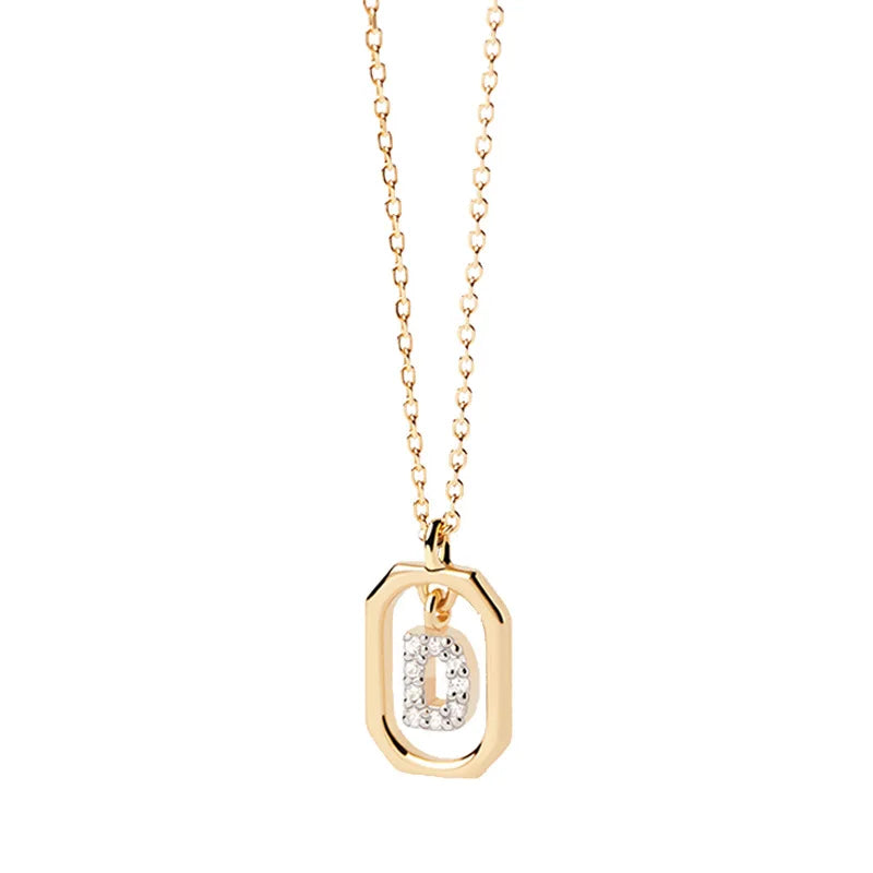 Women’s necklace with hexagonal initial pendant d