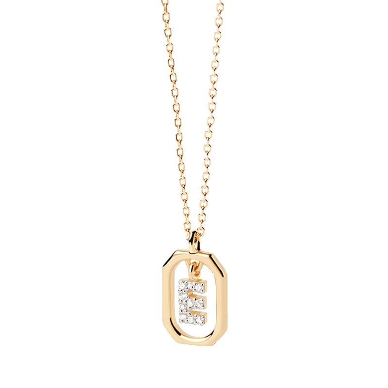 Women’s necklace with hexagonal initial pendant e