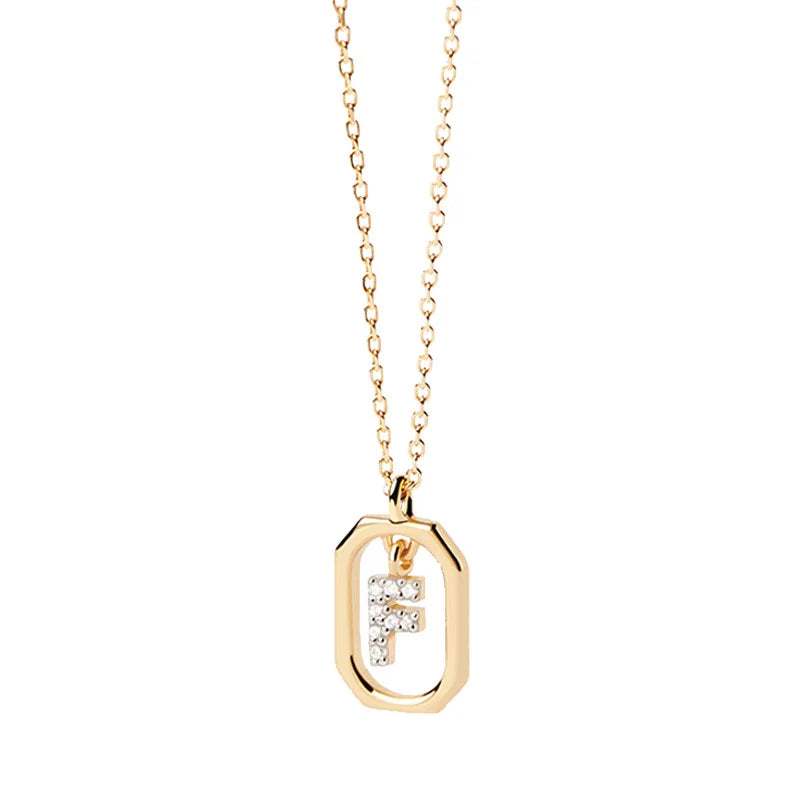 Women’s necklace with hexagonal initial pendant f