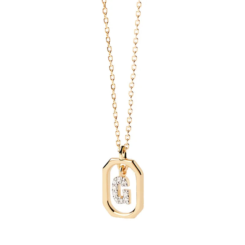 Women’s necklace with hexagonal initial pendant g