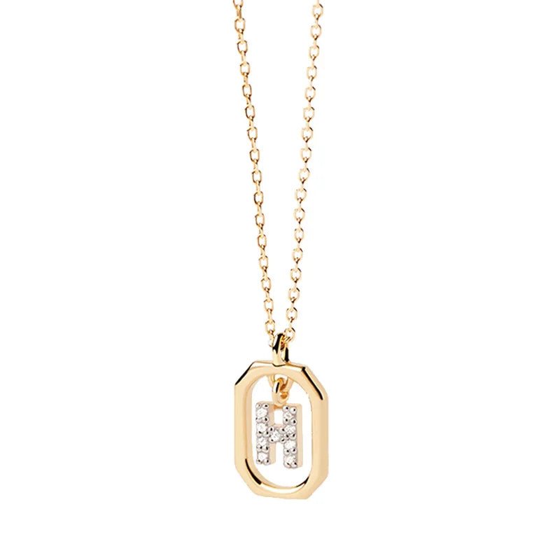 Women’s necklace with hexagonal initial pendant h