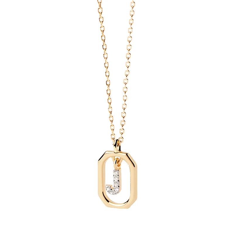 Women’s necklace with hexagonal initial pendant j