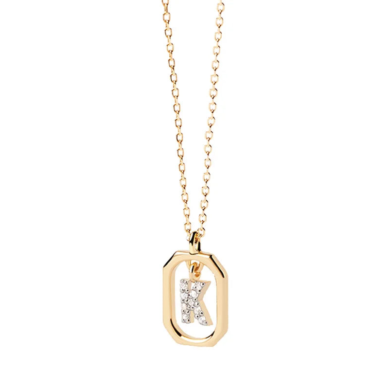 Women’s necklace with hexagonal initial pendant k