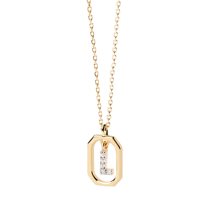 Women’s necklace with hexagonal initial pendant l