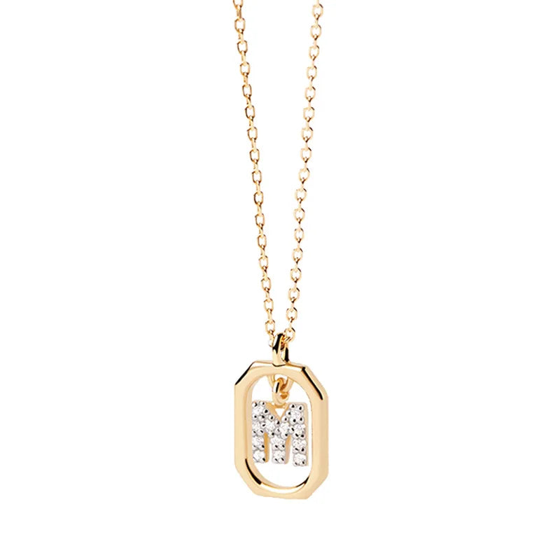 Women’s necklace with hexagonal initial pendant m